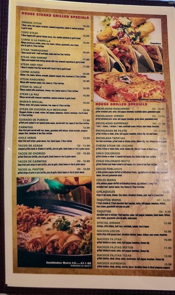 Maria's Mexican Restaurant Menu image 1